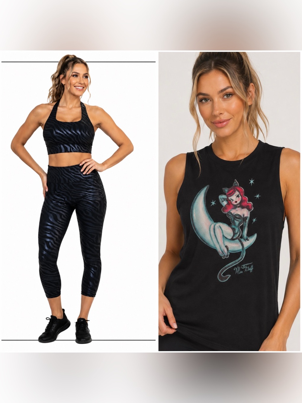 CVG 3 piece set- Strike a Pose Zebra Sports Bra & Capri Set w/ Graphic Tank